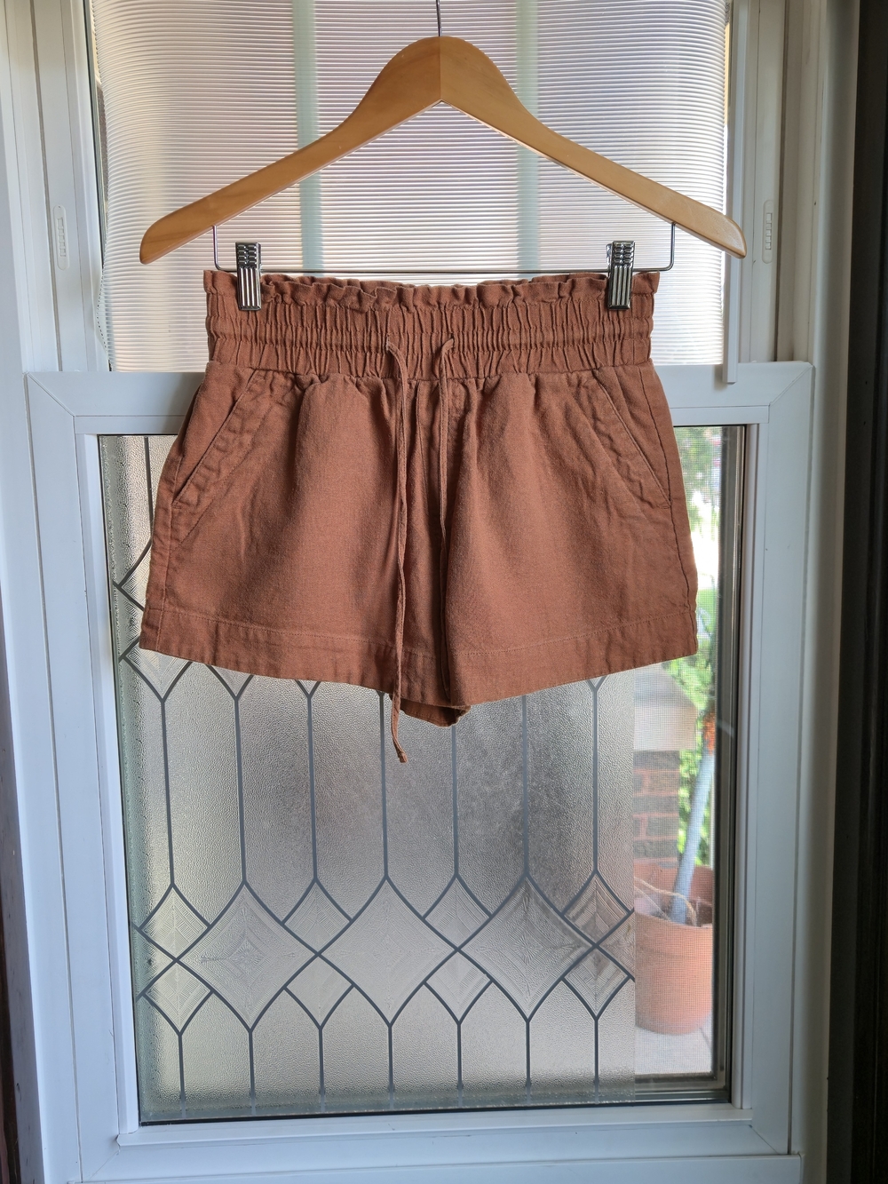 a new day Rust High-Waist Paperbag Shorts